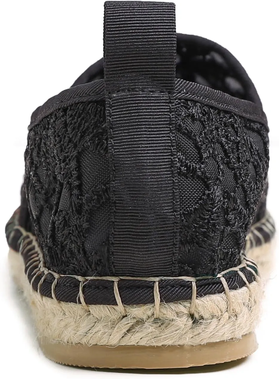 FEVERSOLE Close Toe Espadrilles Women's Comfort Breathable Slip On Flats Shoes