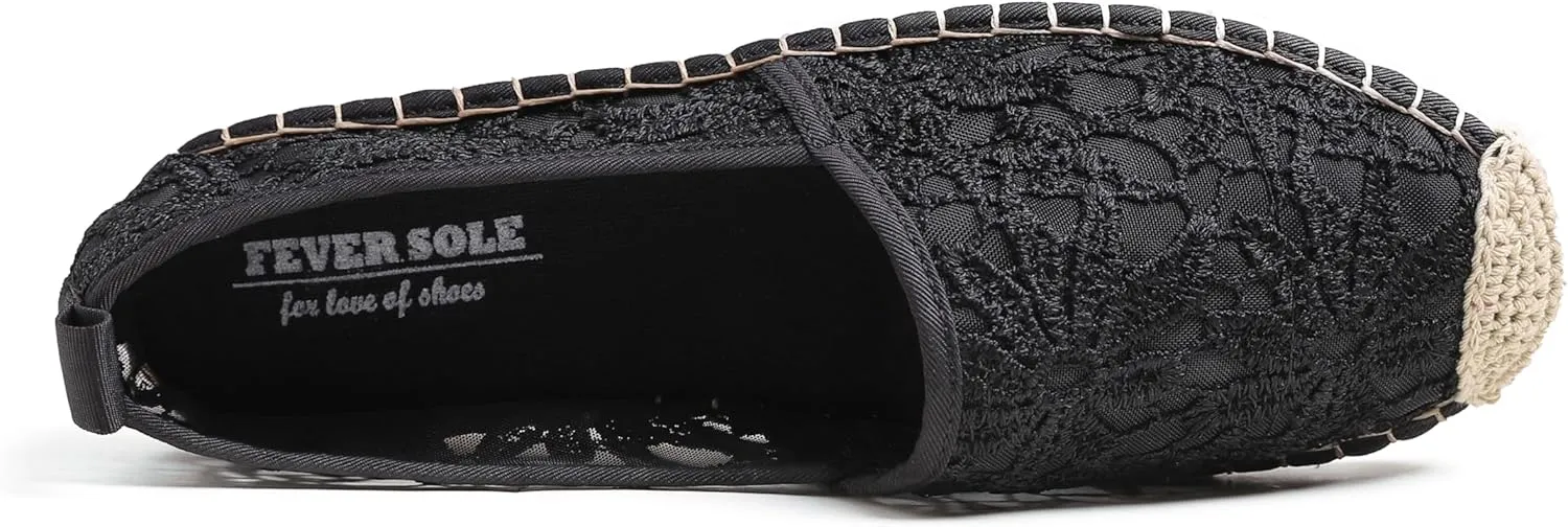 FEVERSOLE Close Toe Espadrilles Women's Comfort Breathable Slip On Flats Shoes