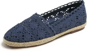FEVERSOLE Close Toe Espadrilles Women's Comfort Breathable Slip On Flats Shoes
