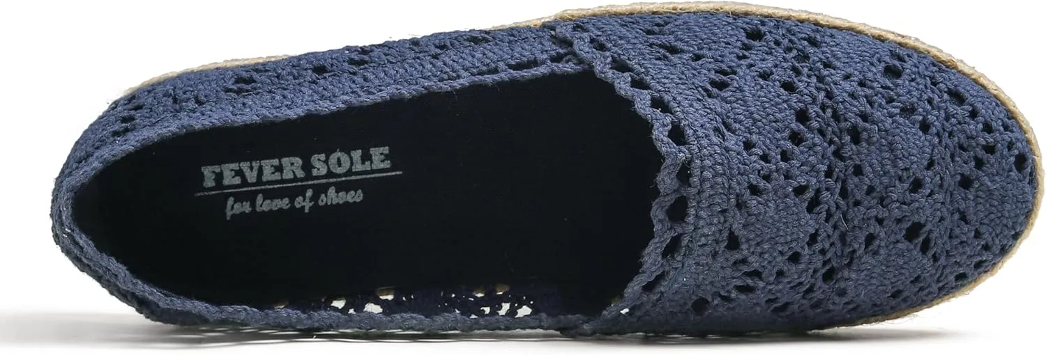 FEVERSOLE Close Toe Espadrilles Women's Comfort Breathable Slip On Flats Shoes