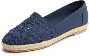 FEVERSOLE Close Toe Espadrilles Women's Comfort Breathable Slip On Flats Shoes