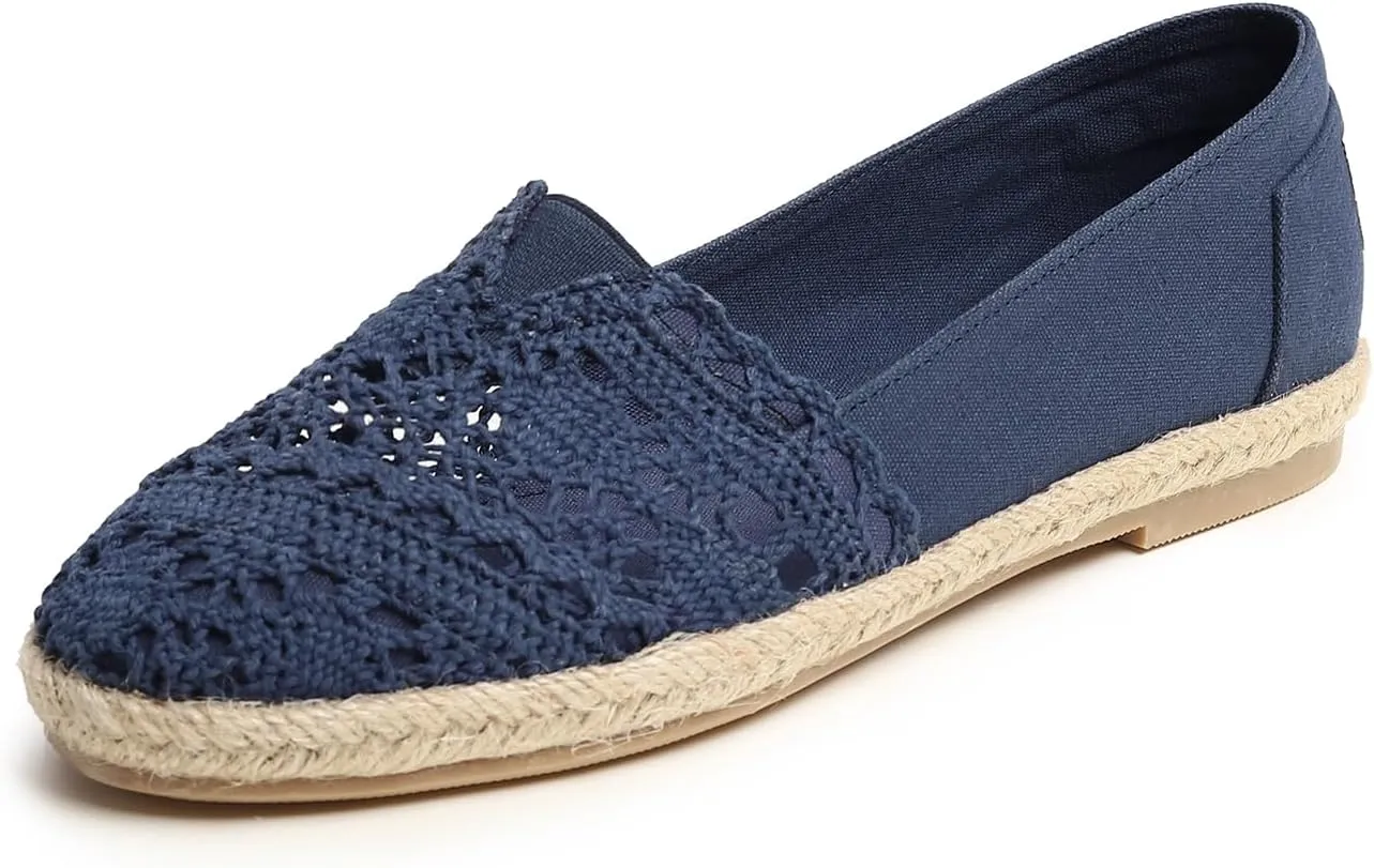 FEVERSOLE Close Toe Espadrilles Women's Comfort Breathable Slip On Flats Shoes