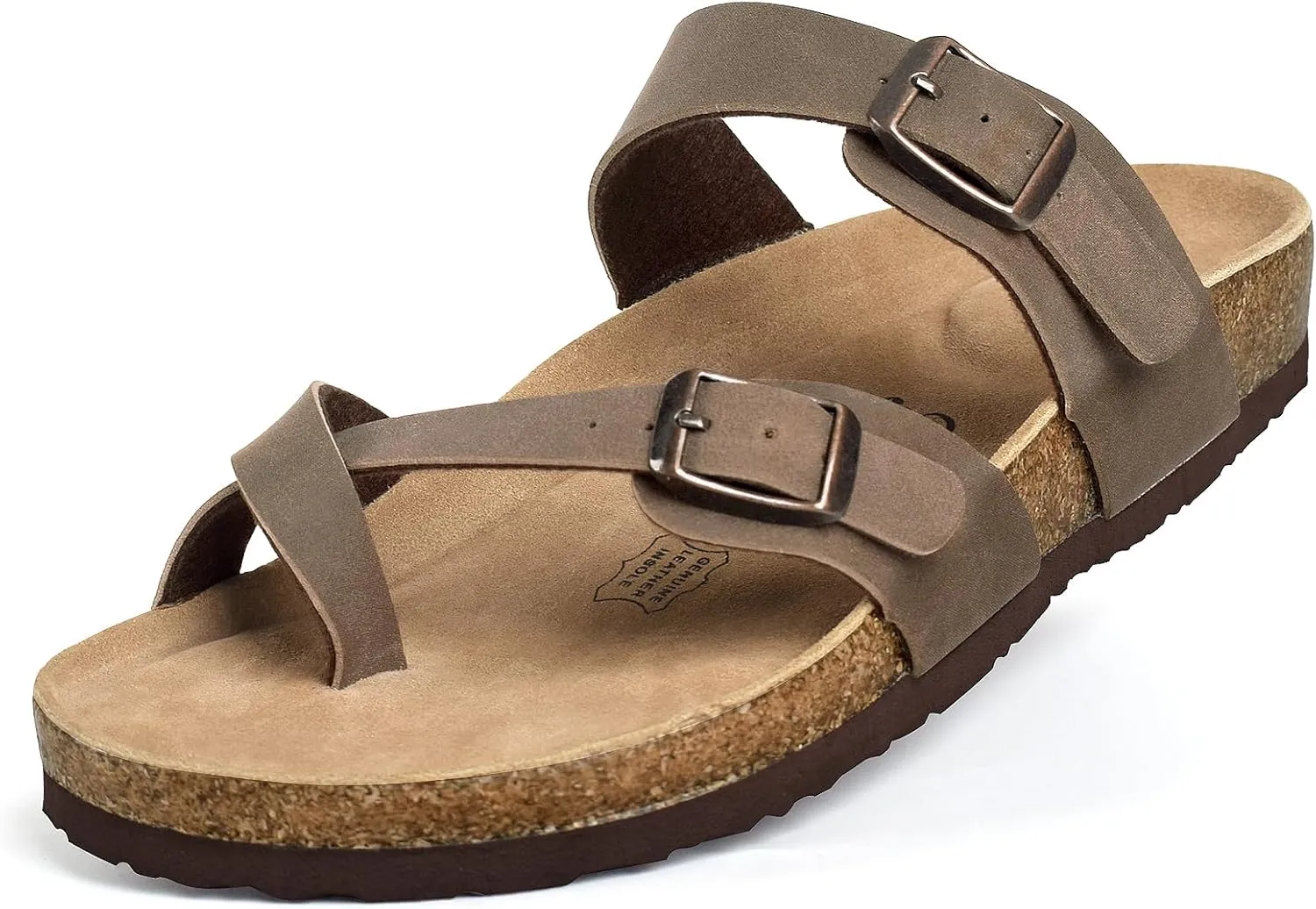 FITORY Womens Leather Slide Sandals with Comfort Cork Footbed Size 6-11