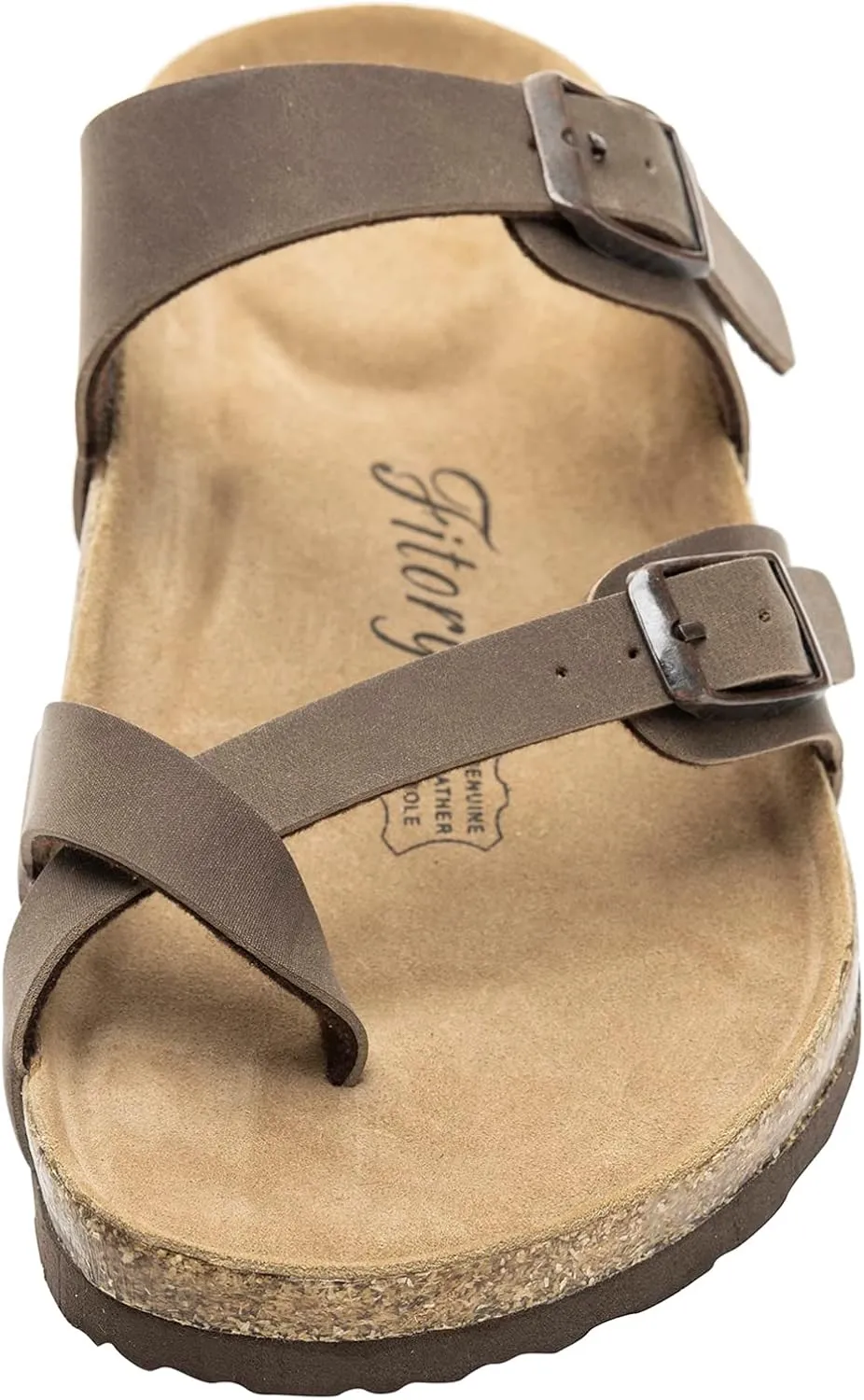 FITORY Womens Leather Slide Sandals with Comfort Cork Footbed Size 6-11