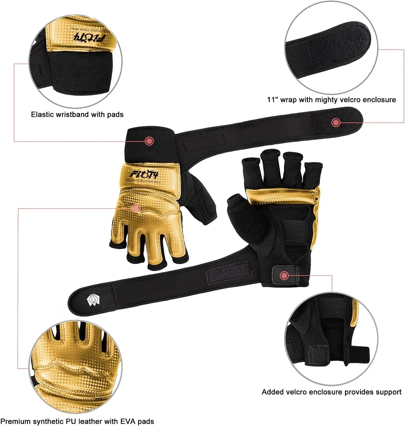 FitsT4 Sports Half Mitts MMA UFC Training Boxing Punch Bag Martial Arts Gloves