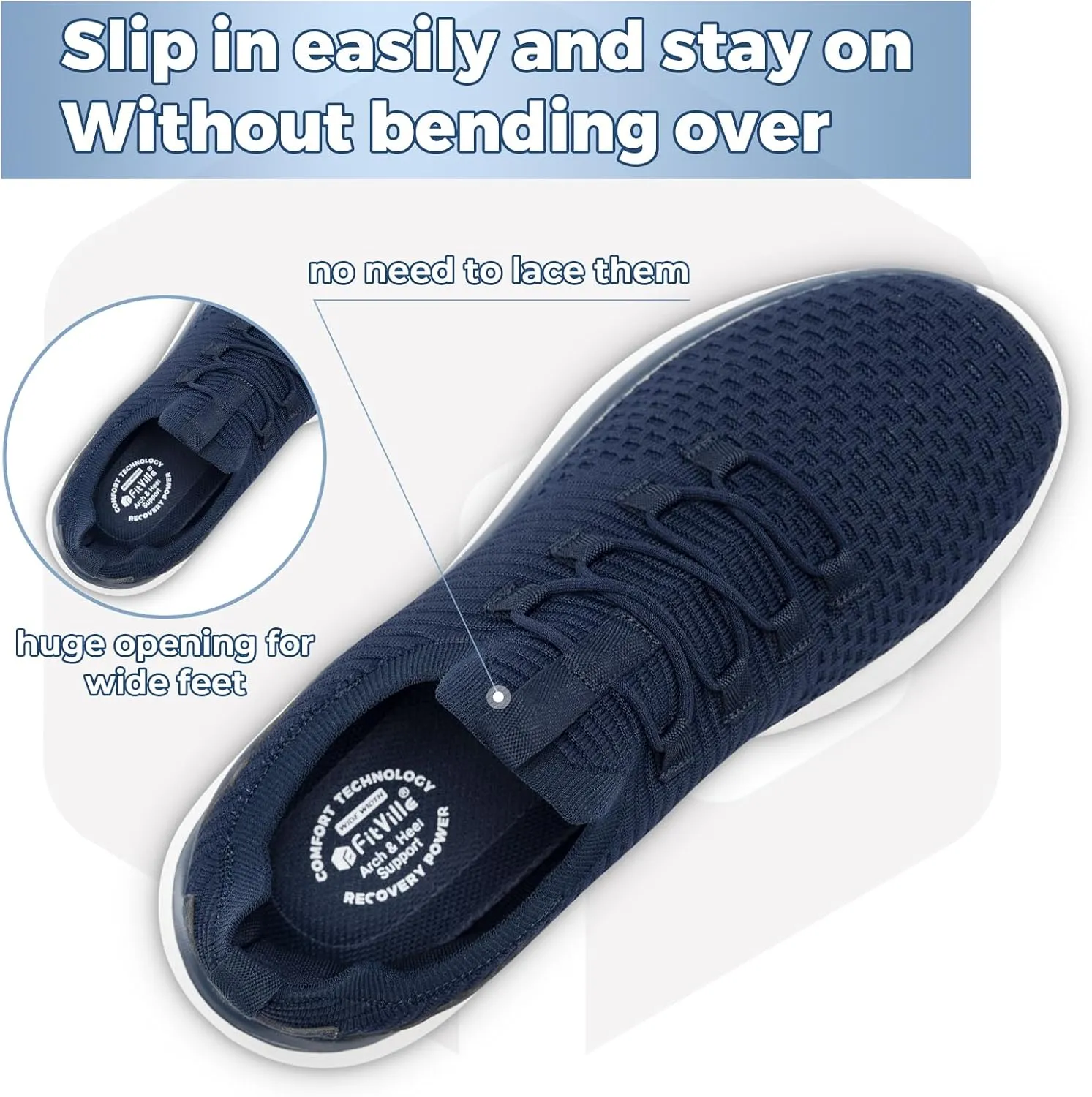 FitVille Extra Wide Slip on Shoes for Men, Lightweight and Breathable Mens Wide Slip on Shoes Max Cushioning