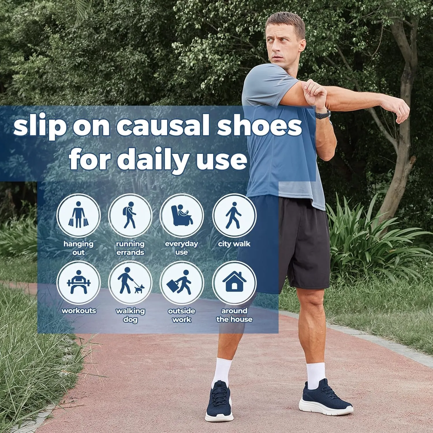 FitVille Extra Wide Slip on Shoes for Men, Lightweight and Breathable Mens Wide Slip on Shoes Max Cushioning