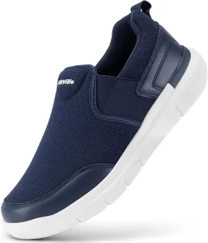 FitVille Men's Extra Wide Slip on Walking Shoes, Lightweight Non-Slip Breathable Casual Loafers for Standing All Day