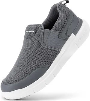 FitVille Men's Extra Wide Slip on Walking Shoes, Lightweight Non-Slip Breathable Casual Loafers for Standing All Day