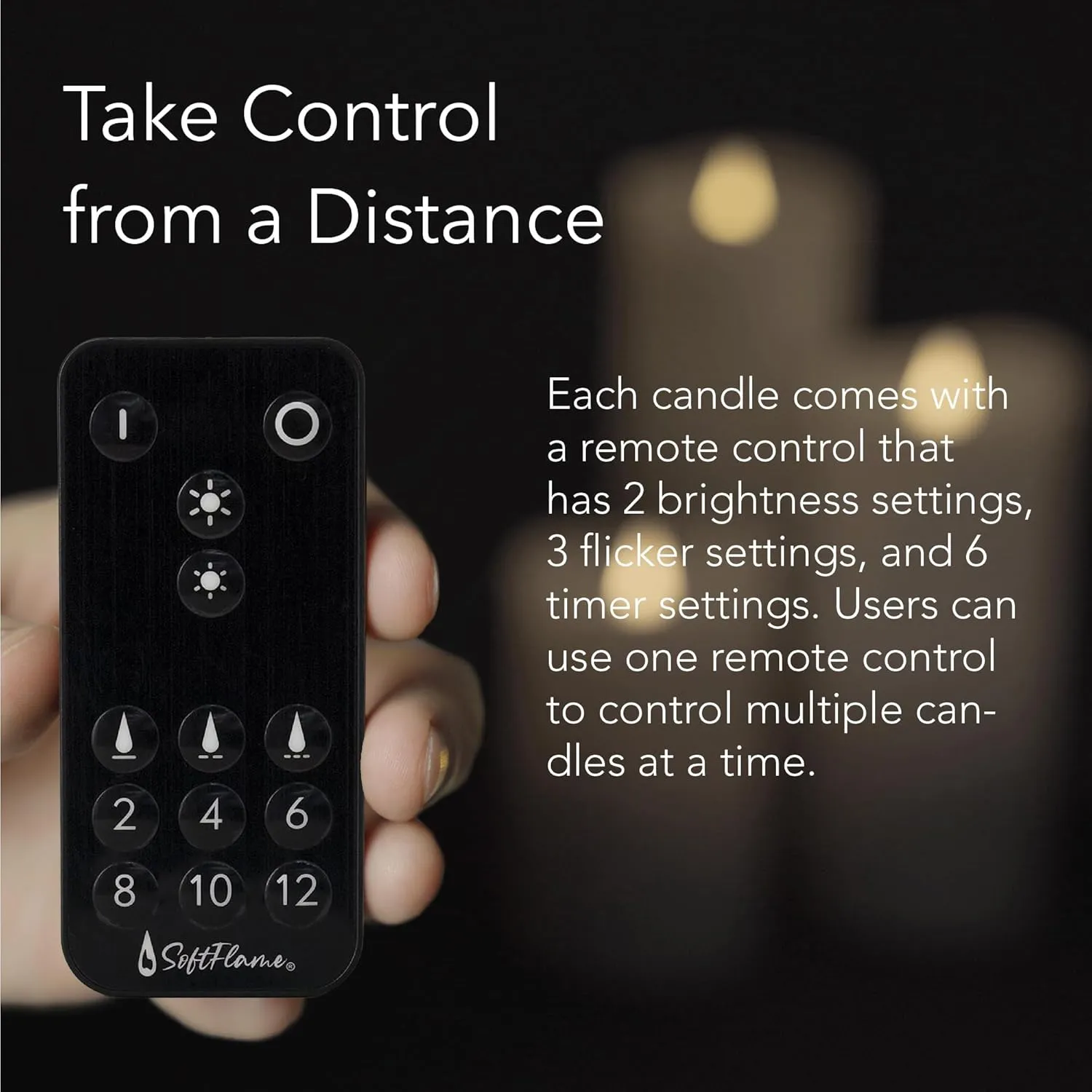 Flameless LED Candles with Remote Control, 3"x 5.1"Flickering 3D Moving Flame Battery Operated Candles in Real Wax Shell for Indoor Use, Home Decor White