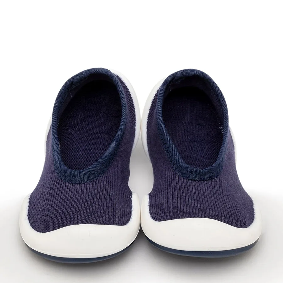 Flat Navy Soft Cotton Sock Shoes