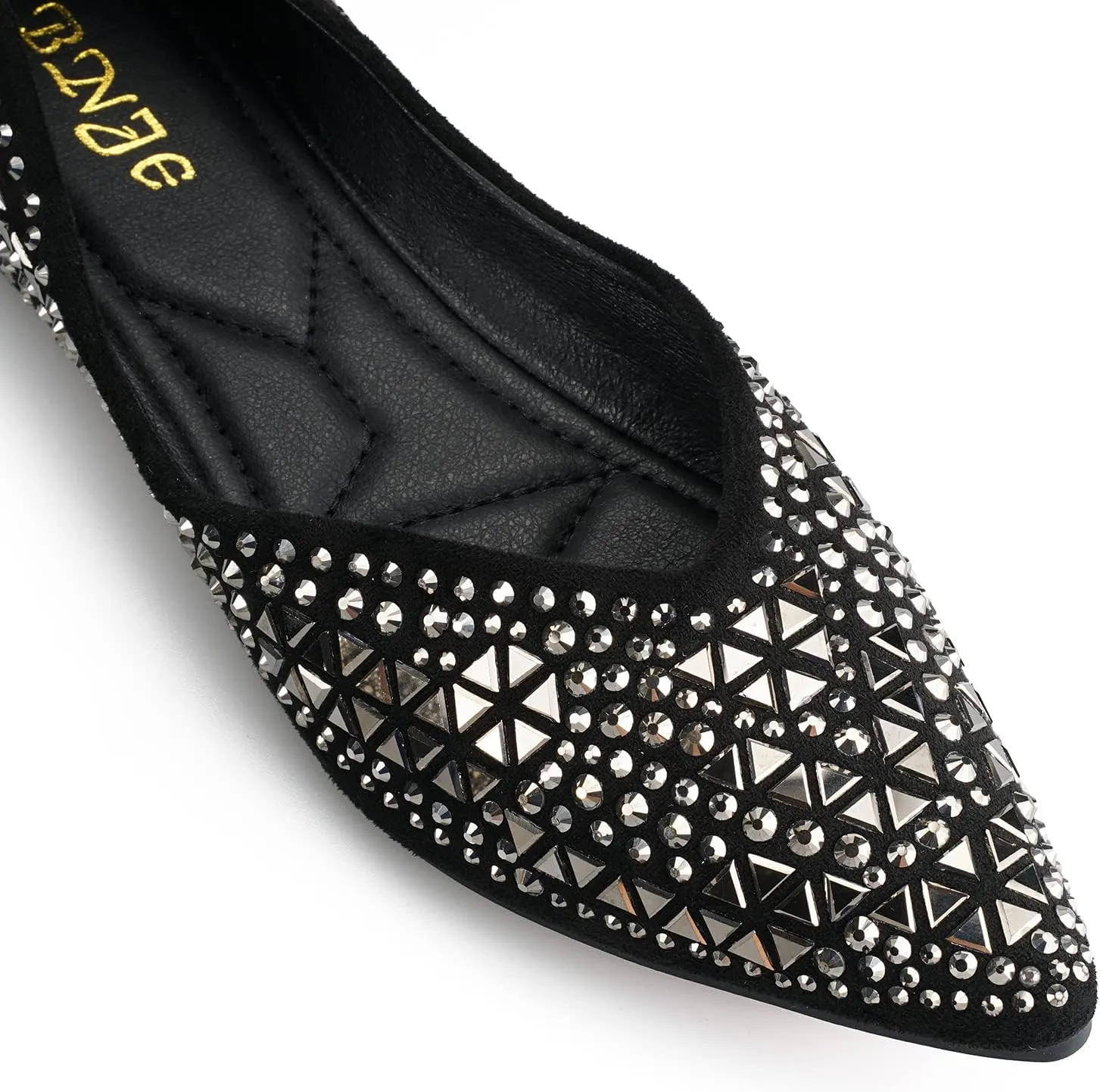 Flats Shoes Women Rhinestone Pointed Head Ballet Flats Comfortable Soft Memory Foam Insole Flat Shoes for Women Comfortable Dress Shoes