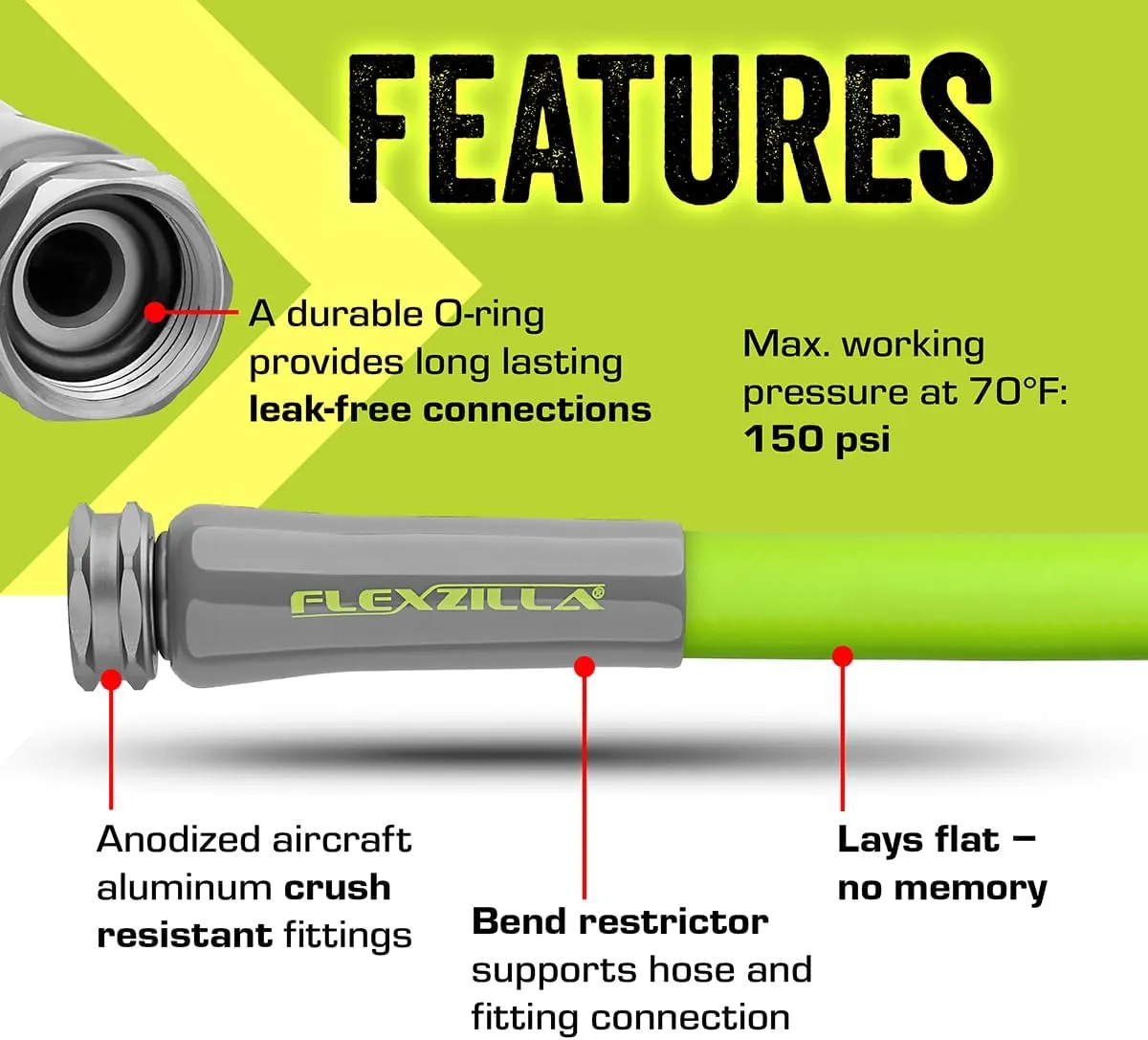 Flexzilla Garden Hose 5/8 in. x 25 ft, Heavy Duty, Lightweight, Durable, ZillaGreen - HFZG525YW-E