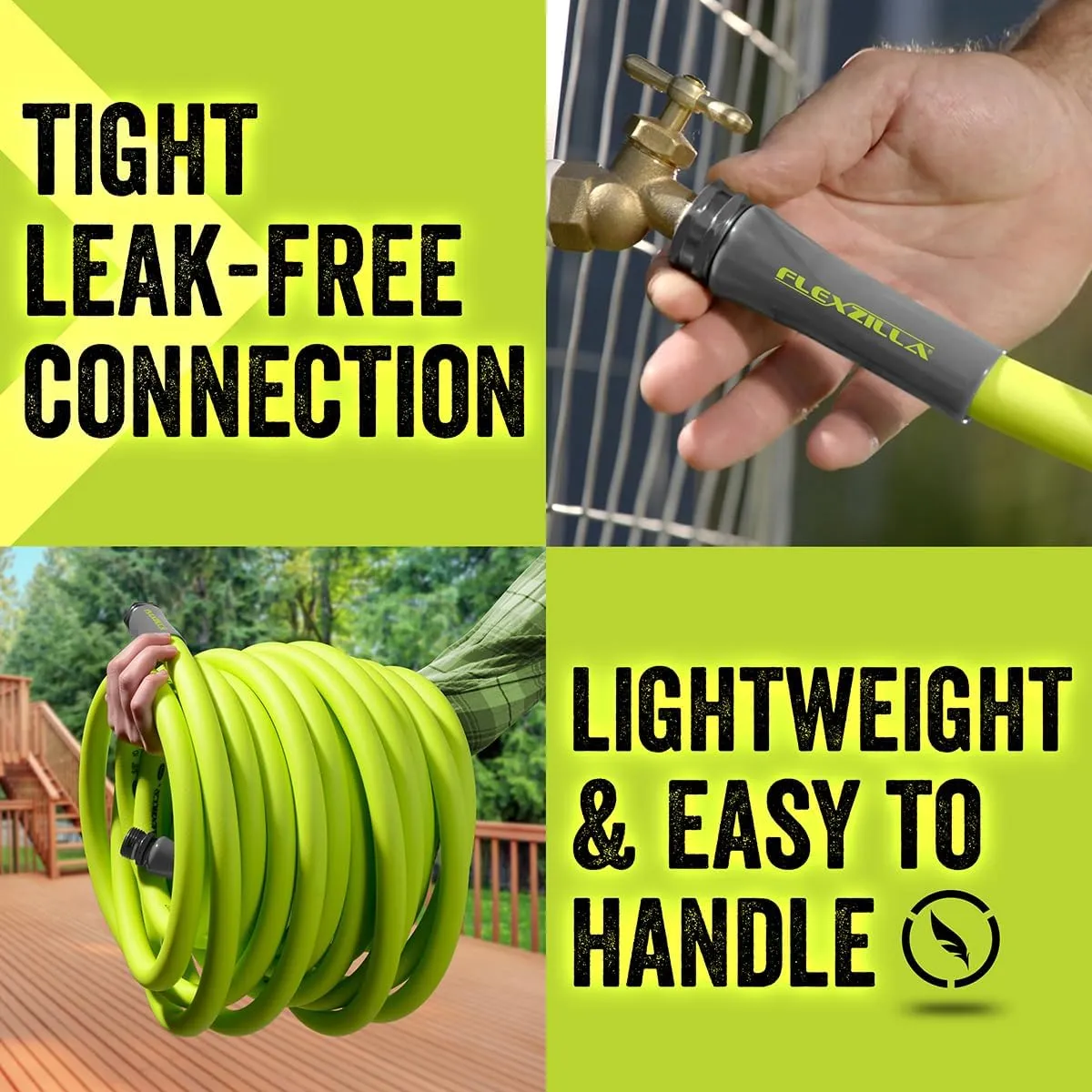 Flexzilla Garden Hose 5/8 in. x 25 ft, Heavy Duty, Lightweight, Durable, ZillaGreen - HFZG525YW-E