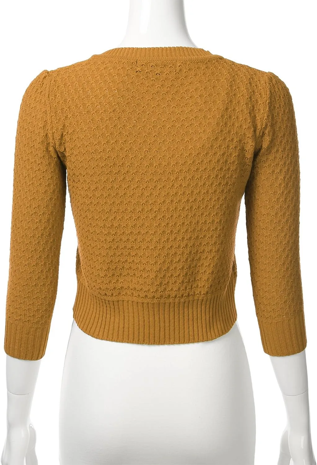 FLORIA Women's Button Down 3/4 Sleeve Crew Neck Cotton Knit Cropped Cardigan Sweater (S-3X)