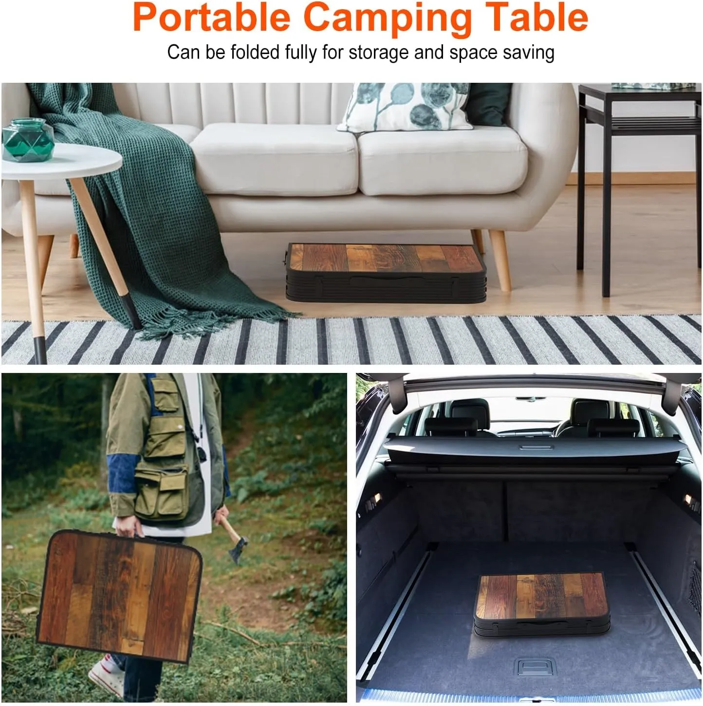 Foldable Camping Table with Adjustable Height & Hanging Storage Net, 35.4x23.6in Lightweight Aluminum Alloy Collapsible Picnic/BBQ Table, 66LBS Load, Portable Fold Up Table for Travel, Backyard
