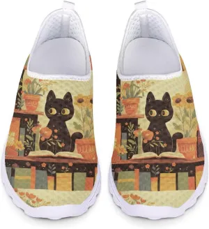 Forchrinse Colorful Dog Paw Print Women’s Causal Walking Shoes Breathable Mesh Slip on Sneakers Athletic Tennis Shoes Lightweight