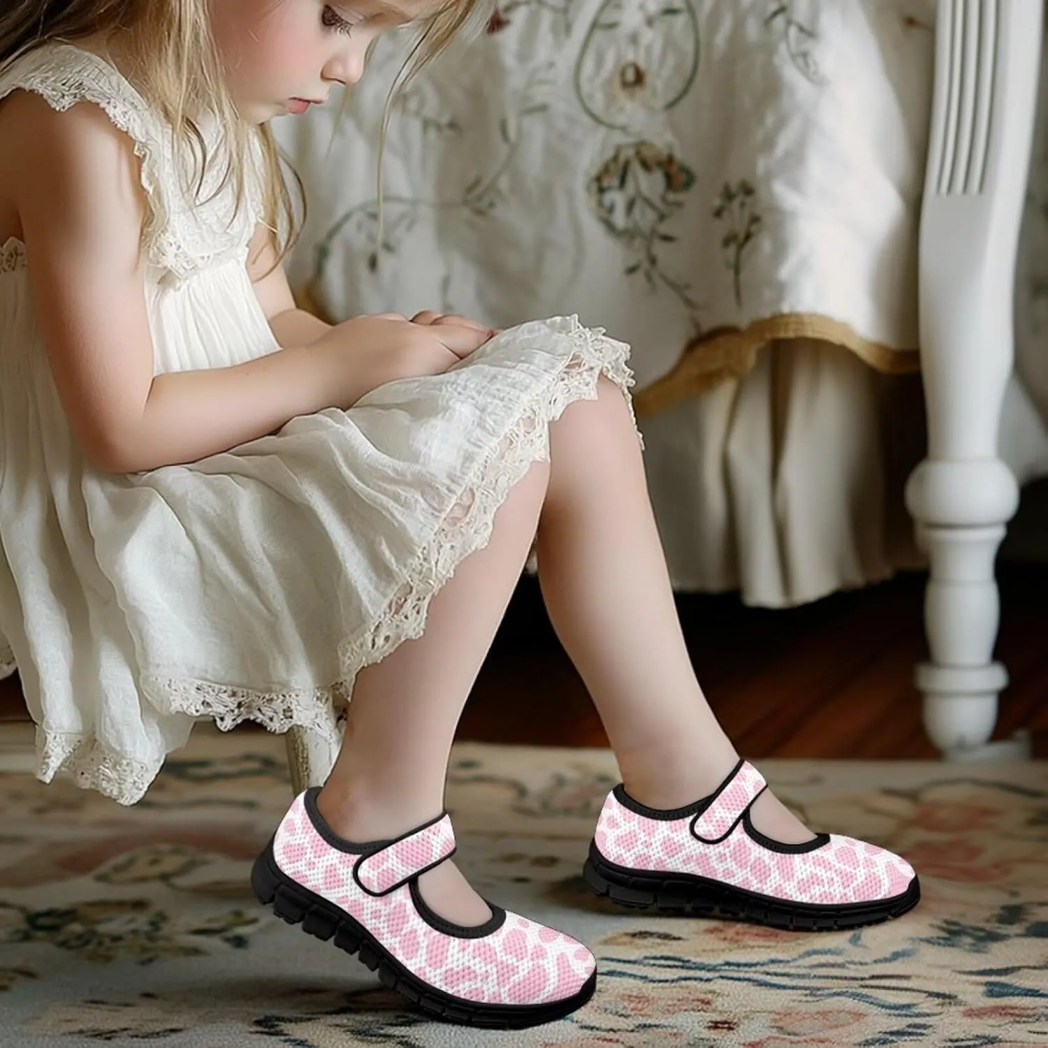 Forchrinse Rainbow Girls and Toddler Mary Jane Sneakers Soft Sole Barefoot Flats Comfort School Party Play Shoes Ballet Flats for Kids Size 11-2.5