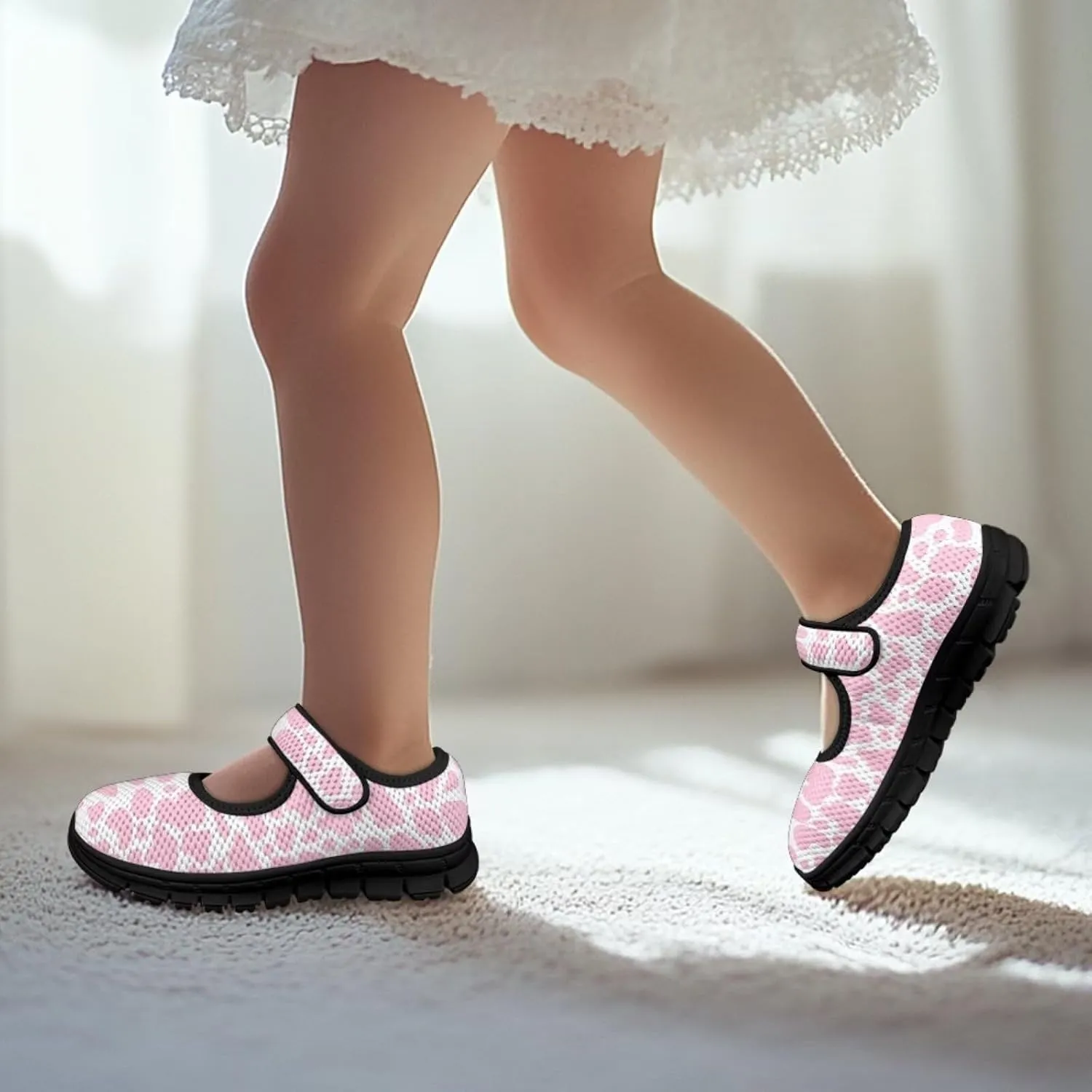 Forchrinse Rainbow Girls and Toddler Mary Jane Sneakers Soft Sole Barefoot Flats Comfort School Party Play Shoes Ballet Flats for Kids Size 11-2.5