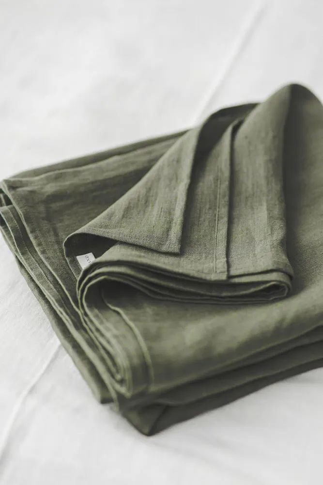 Forest green linen flat sheet