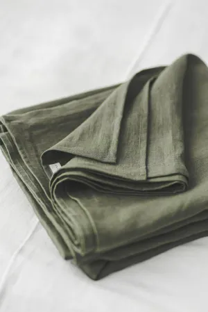 Forest green linen flat sheet