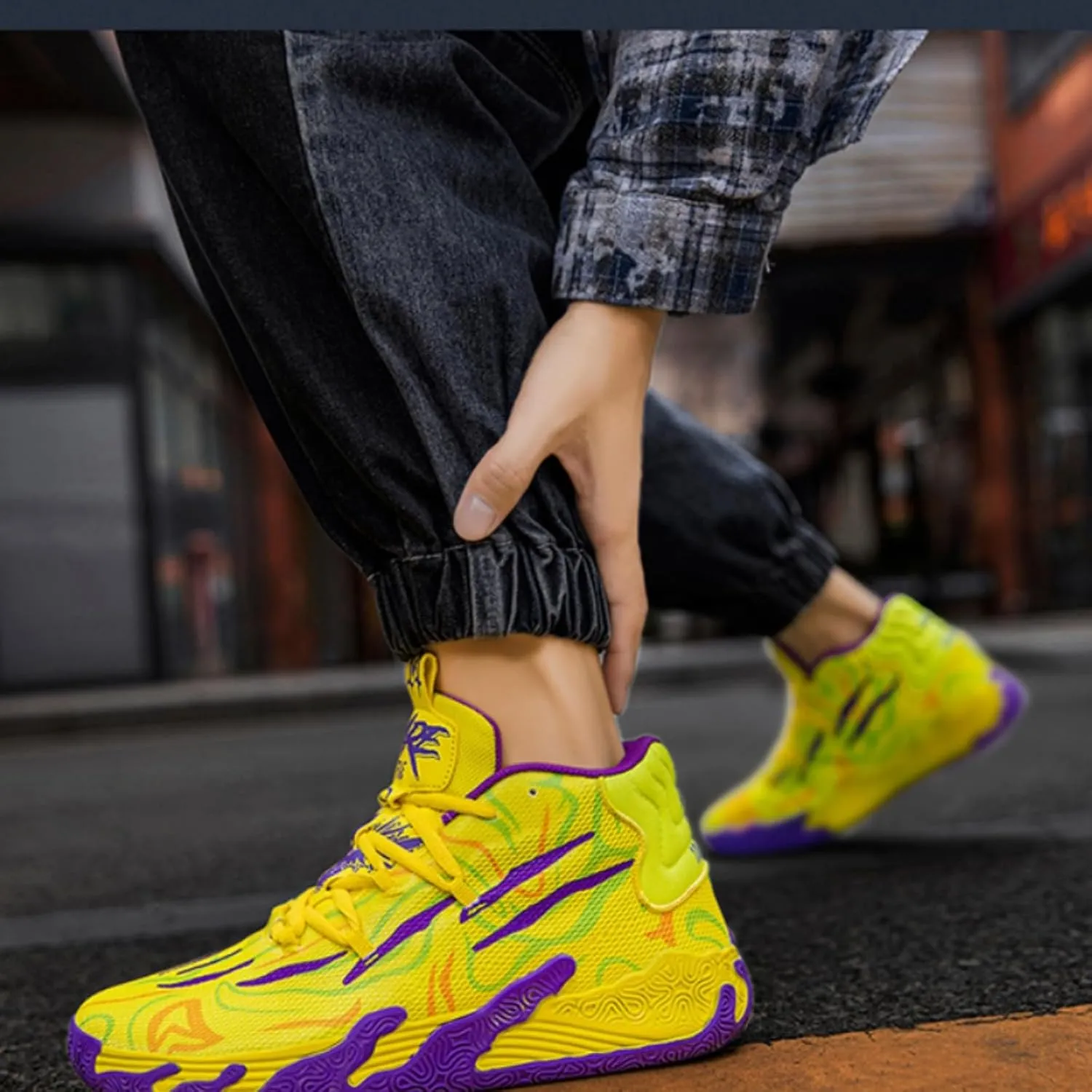 FOTN Womens Multicolour Lace Up Fashion Sneaker High-Top Casual Breathable Sports Athletic Walking Running Basketball Shoes