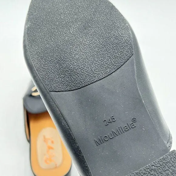 FOWT Black Mules for Women Round Toe Slip On Mules Comfortable Loafer Shoe