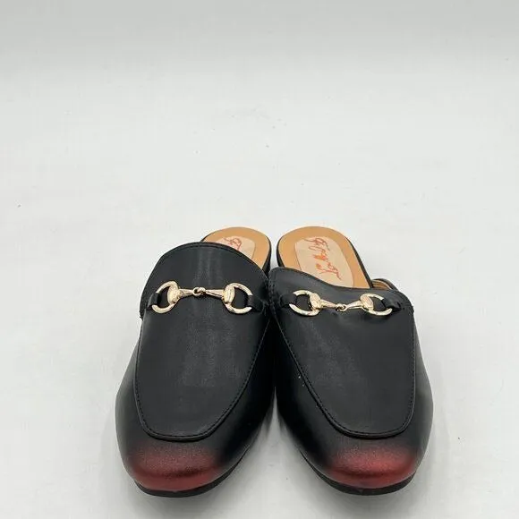 FOWT Black Mules for Women Round Toe Slip On Mules Comfortable Loafer Shoe