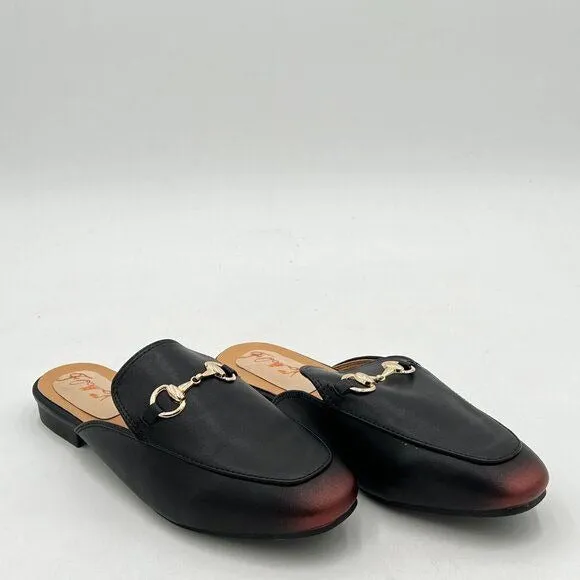 FOWT Black Mules for Women Round Toe Slip On Mules Comfortable Loafer Shoe