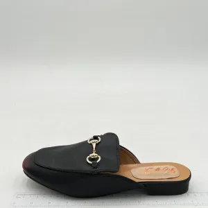 FOWT Black Mules for Women Round Toe Slip On Mules Comfortable Loafer Shoe