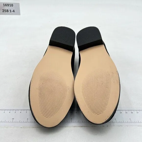 FOWT Black V Cut Loafer Low Bock Heels Round Toe Loafers Suede Casual Shoes