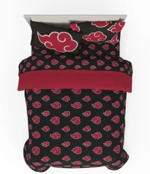 Franco Collectibles Naruto Anime Akatsuki Bedding 7 Piece Super Soft Reversible Comforter and Sheet Set with Sham, Queen, (Officially Licensed Product)