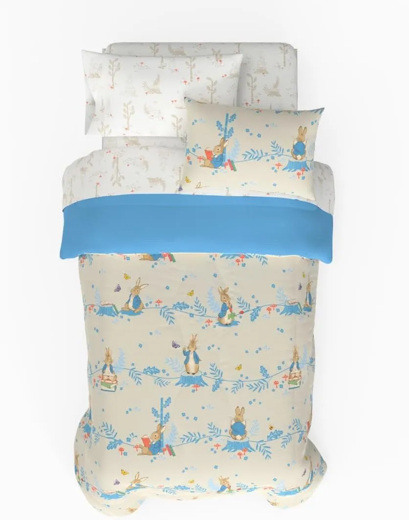 Franco Peter Rabbit Easter Kids Bedding Super Soft & Cozy Reverisble Microfiber Comforter and Sheet Set with Sham, 5 Piece Twin Size, (Officially Licensed Product)