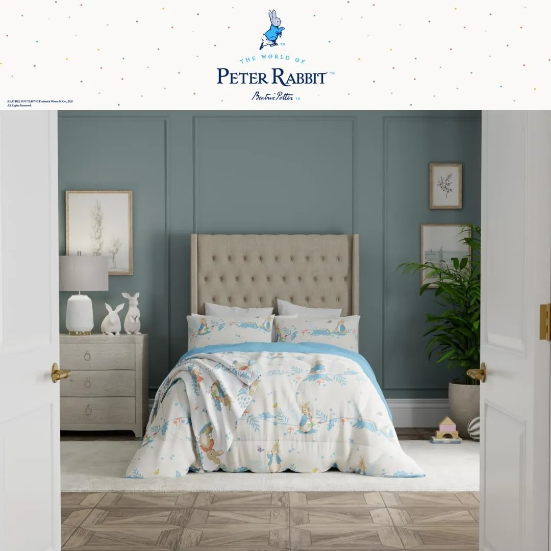 Franco Peter Rabbit Easter Kids Bedding Super Soft & Cozy Reverisble Microfiber Comforter and Sheet Set with Sham, 5 Piece Twin Size, (Officially Licensed Product)