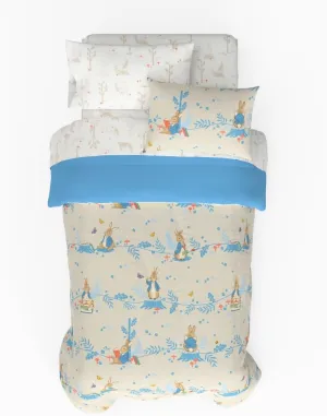 Franco Peter Rabbit Easter Kids Bedding Super Soft & Cozy Reverisble Microfiber Comforter and Sheet Set with Sham, 5 Piece Twin Size, (Officially Licensed Product)