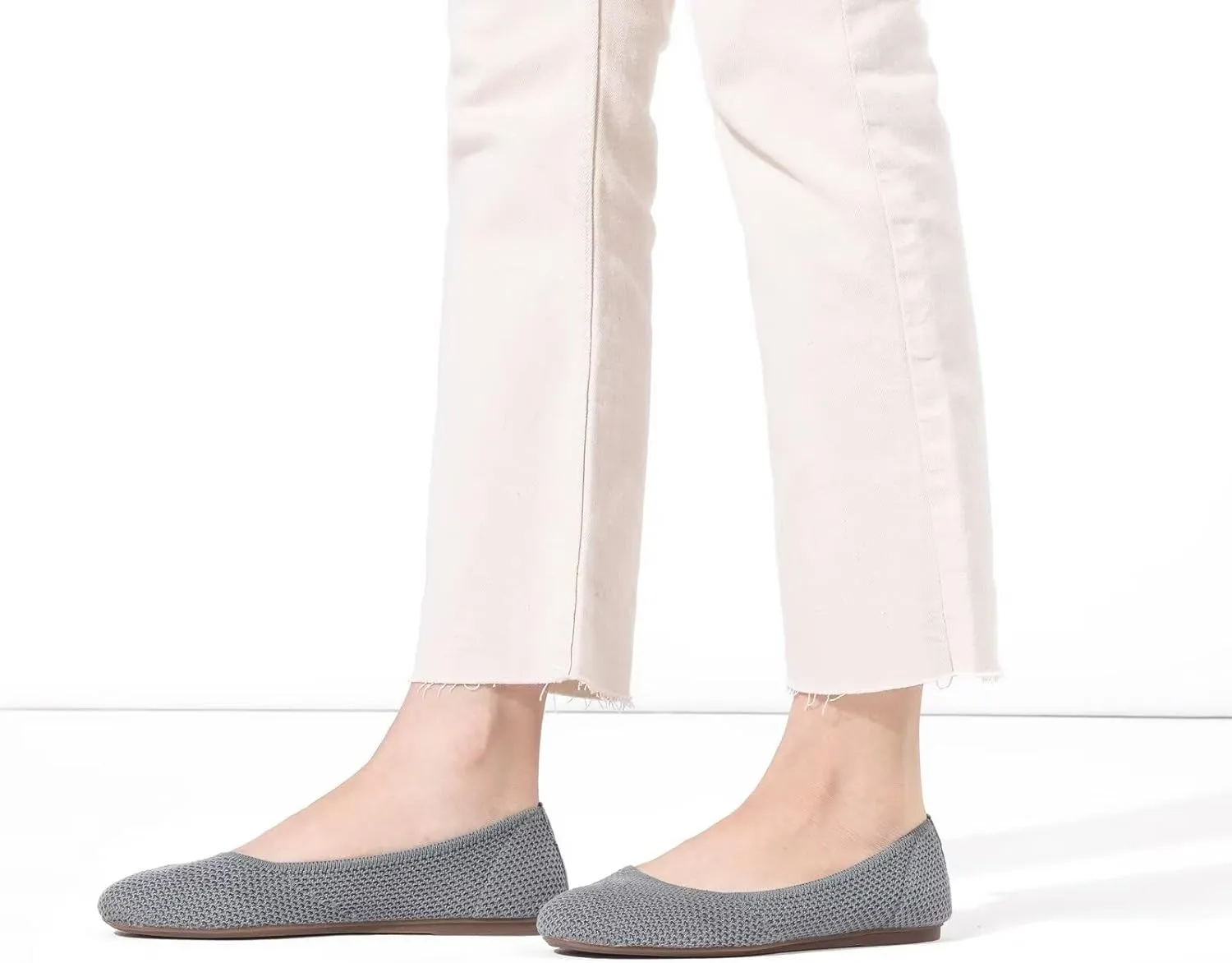 Frank Mully Women’s Ballet Flat Shoes Knit Dress Shoes Round Toe Slip On Ballerina Walking Flats Shoes for Woman Low Wedge Comfort Soft