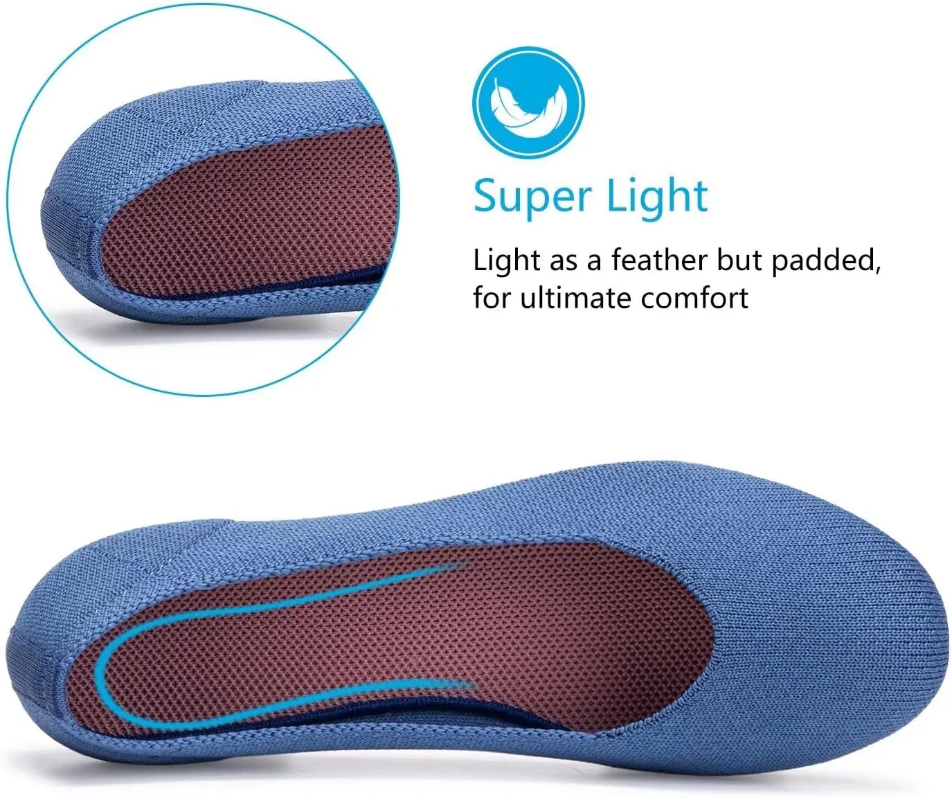Frank Mully Women’s Ballet Flat Shoes Knit Dress Shoes Round Toe Slip On Ballerina Walking Flats Shoes for Woman Low Wedge Comfort Soft