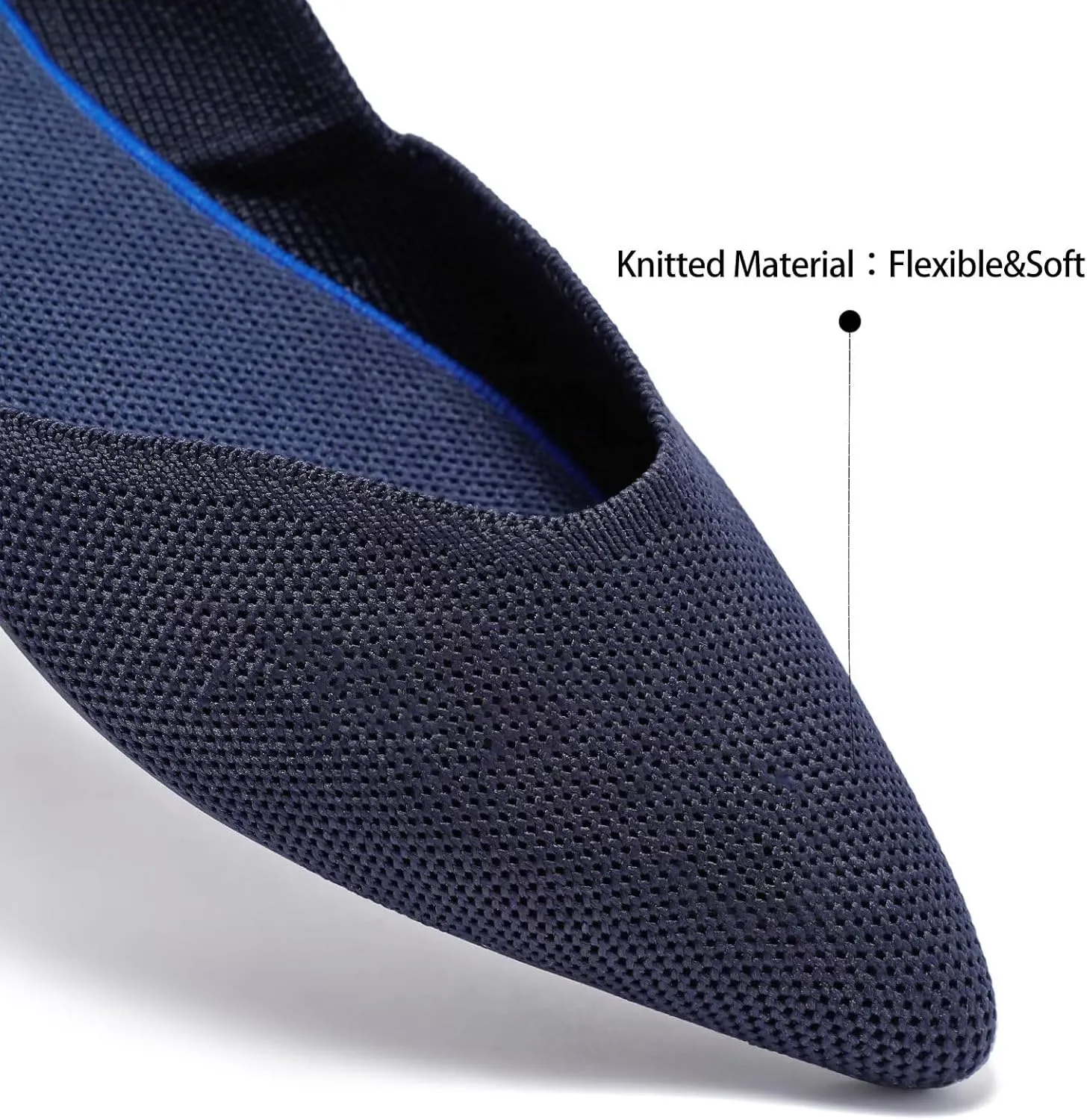 Frank Mully Womens Flat Shoes Classic Pointed Toe Flats Knitted Dress Shoes Soft Flats for Woman Comfortable Dressy