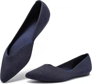 Frank Mully Womens Flat Shoes Classic Pointed Toe Flats Knitted Dress Shoes Soft Flats for Woman Comfortable Dressy