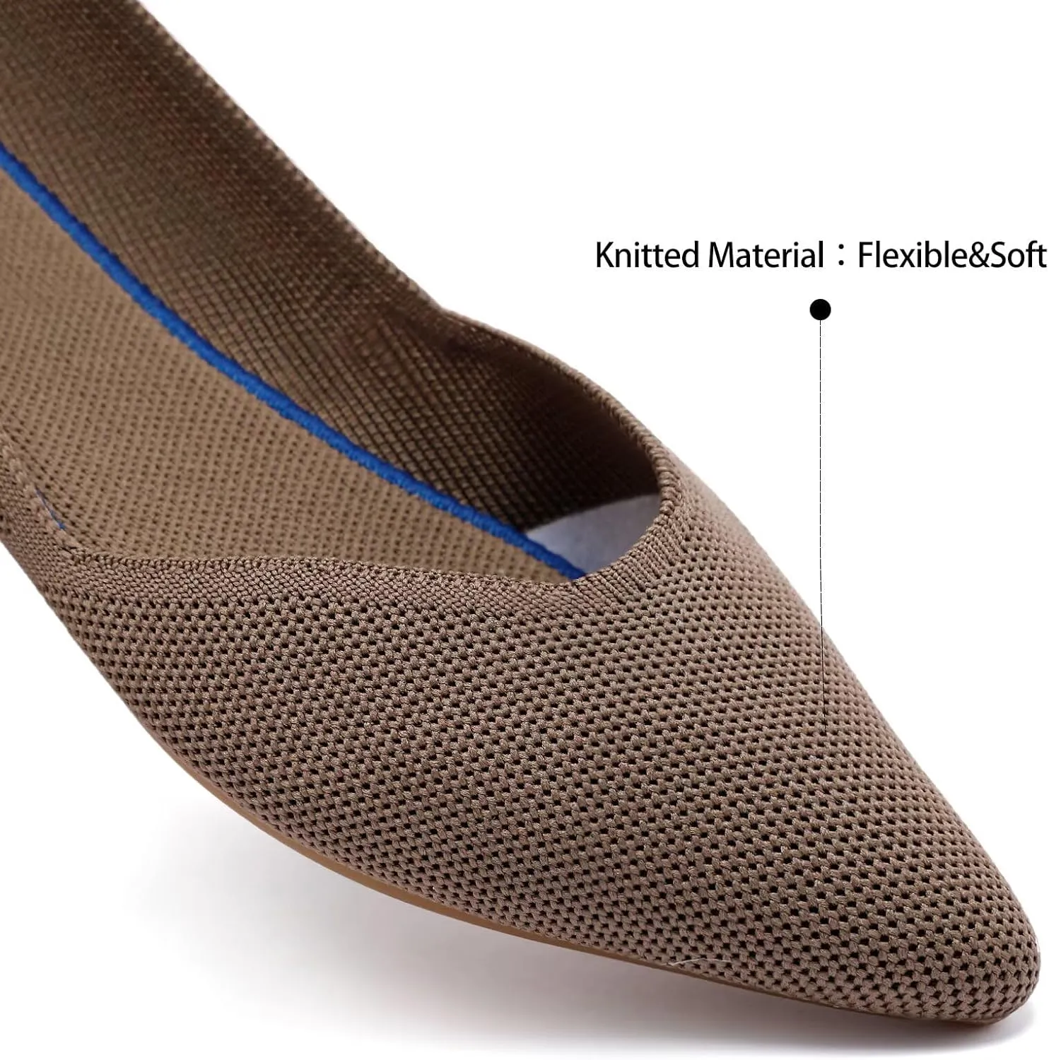 Frank Mully Womens Flat Shoes Classic Pointed Toe Flats Knitted Dress Shoes Soft Flats for Woman Comfortable Dressy