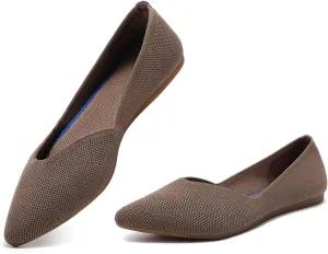 Frank Mully Womens Flat Shoes Classic Pointed Toe Flats Knitted Dress Shoes Soft Flats for Woman Comfortable Dressy