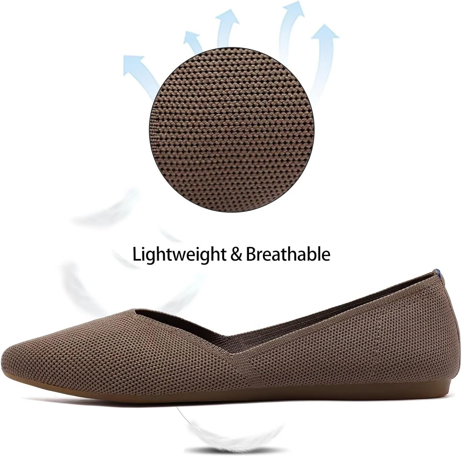 Frank Mully Womens Flat Shoes Classic Pointed Toe Flats Knitted Dress Shoes Soft Flats for Woman Comfortable Dressy