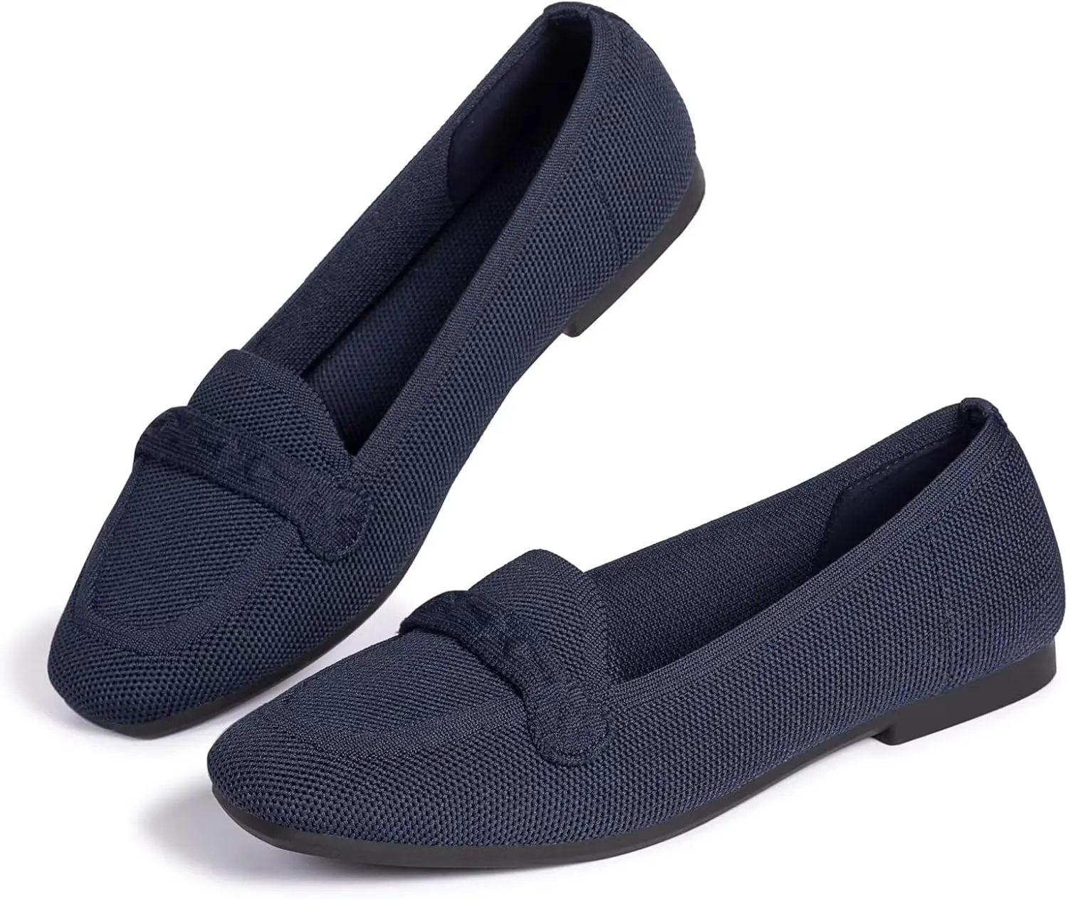 Frank Mully Women's Loafer Flats Square Toe Comfortable Office Work Shoes, Cute Penny Loafer Slip On Walking Driving Shoes