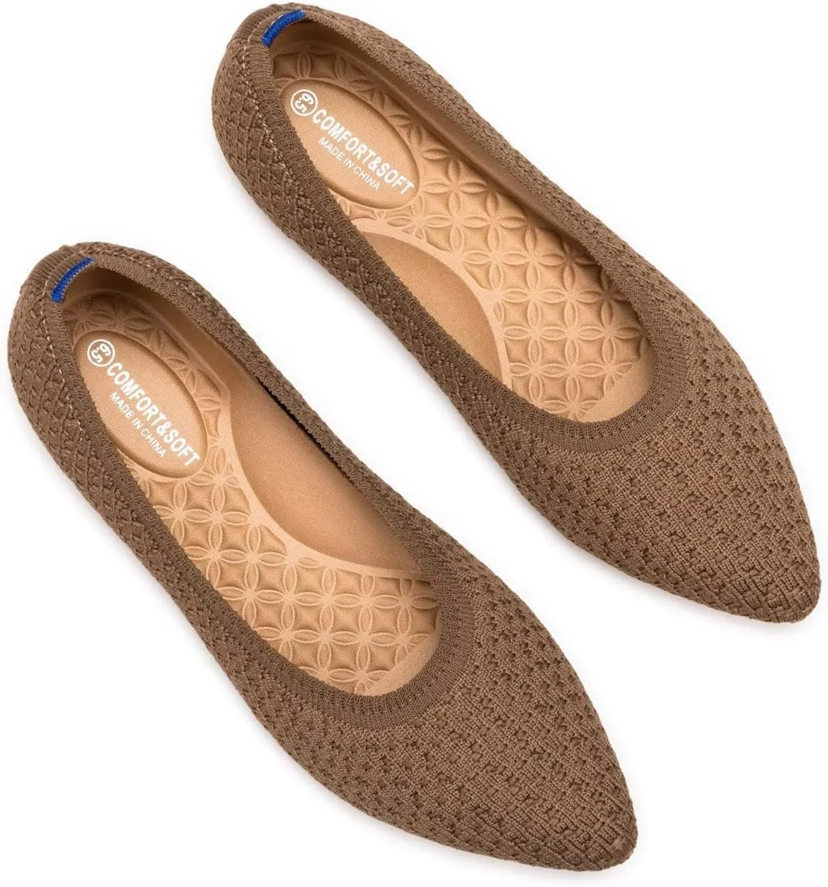 Frank Mully Womens Pointed Toe Flats Knit Dress Shoes Comfort Women Shoes Slip On Shoes for Woman Classic Softable Shoes Low Wedge