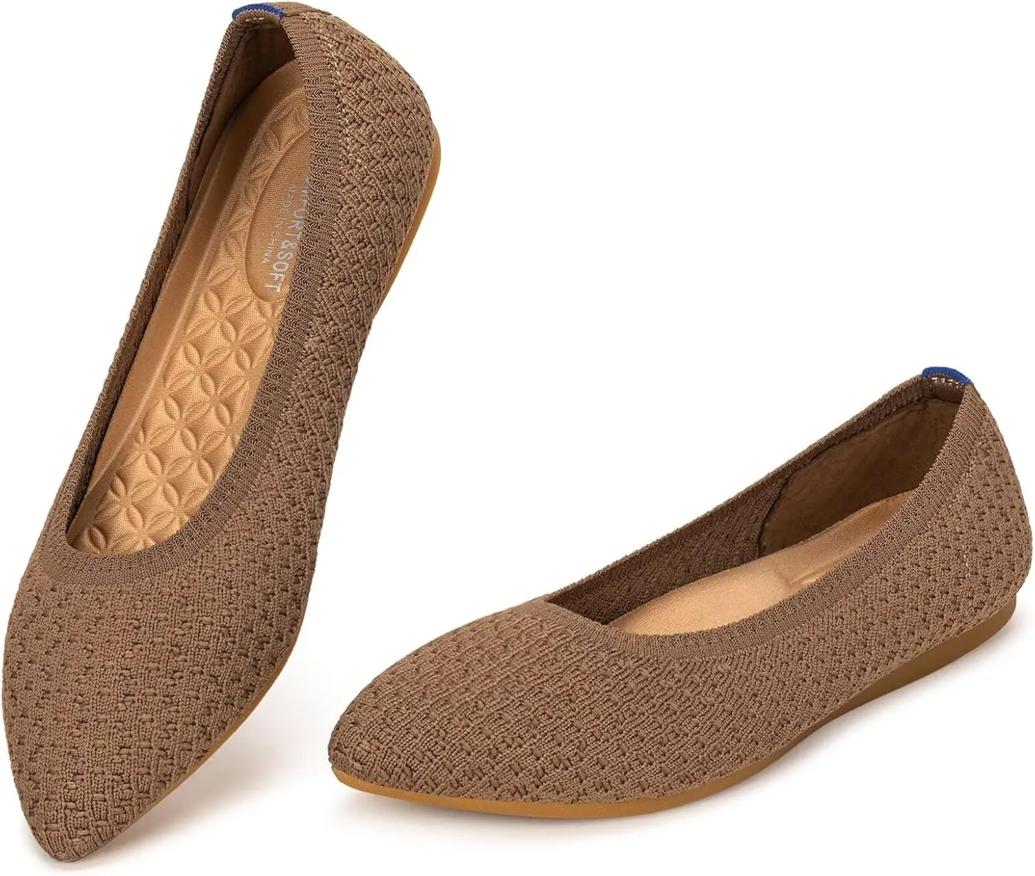 Frank Mully Womens Pointed Toe Flats Knit Dress Shoes Comfort Women Shoes Slip On Shoes for Woman Classic Softable Shoes Low Wedge