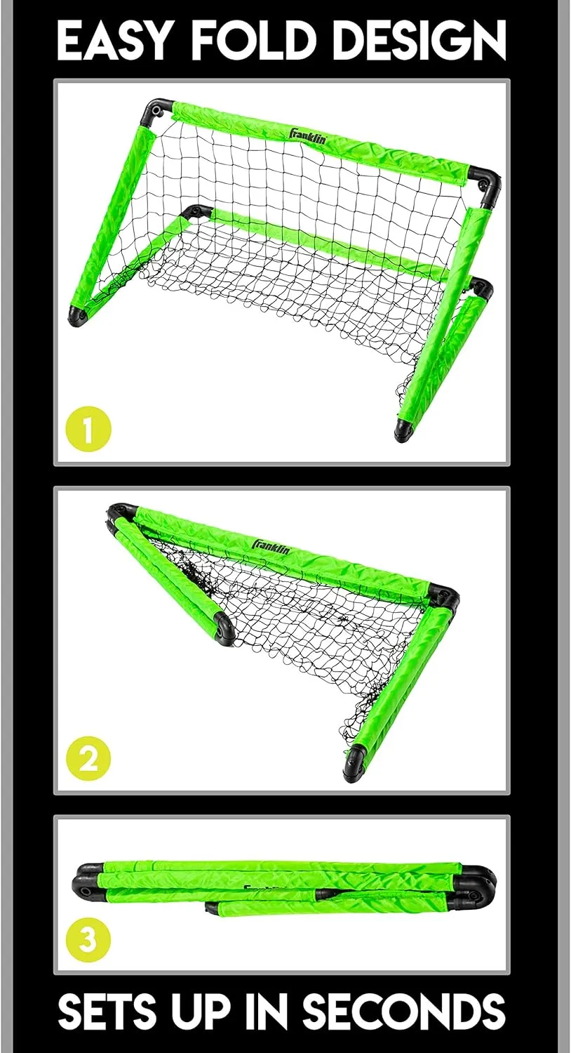 Franklin Sports Kids Mini Soccer Goal Set - Backyard   Indoor Mini Net and Ball Set with Pump - Portable Folding Youth Soccer Goal - Perfect Kids Toy - 36" x 24"