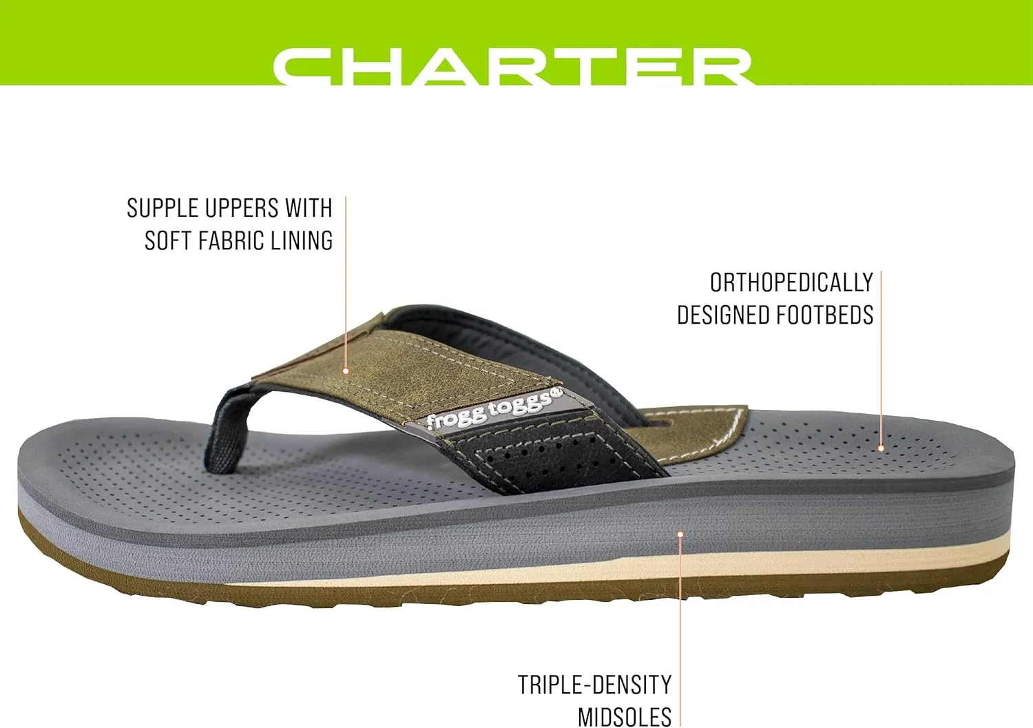 FROGG TOGGS Men's Charter Sandal Athletic-Water-Shoes