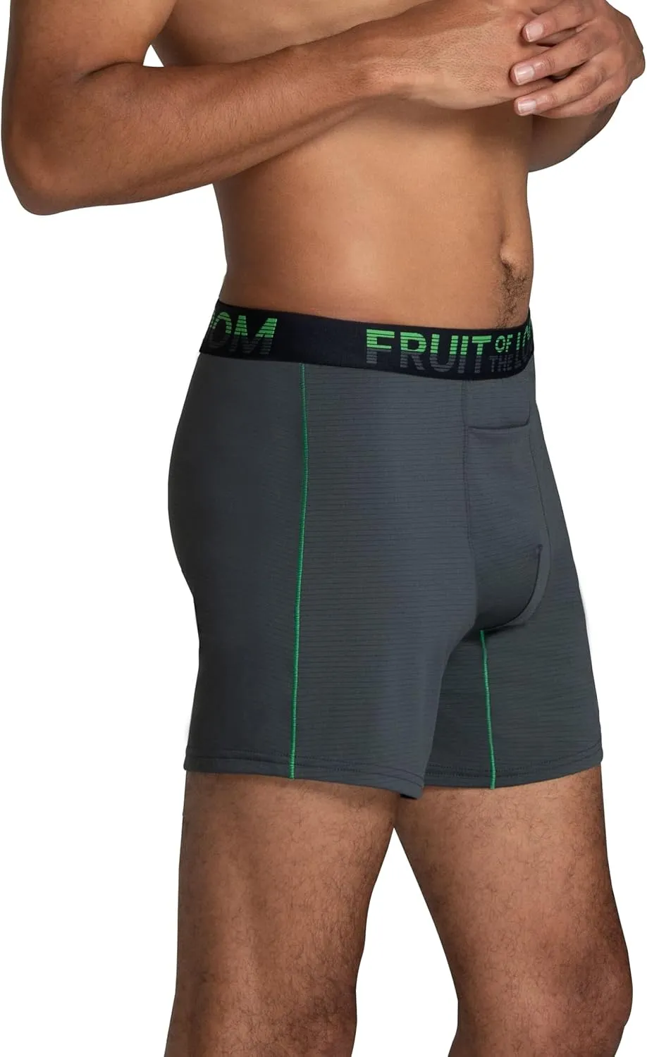 Fruit of the Loom Men's 4-Way Stretch Boxer Briefs | Lightweight & Moisture Wicking Underwear | Long, Regular Leg & Trunk