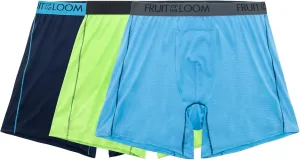 Fruit of the Loom Men's 4-Way Stretch Boxer Briefs | Lightweight & Moisture Wicking Underwear | Long, Regular Leg & Trunk