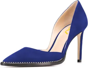 FSJ Women Sexy High Heels Slide Pumps Pointed Toe Studded Stiletto Party Evening Dress Shoes Size 4-15 US
